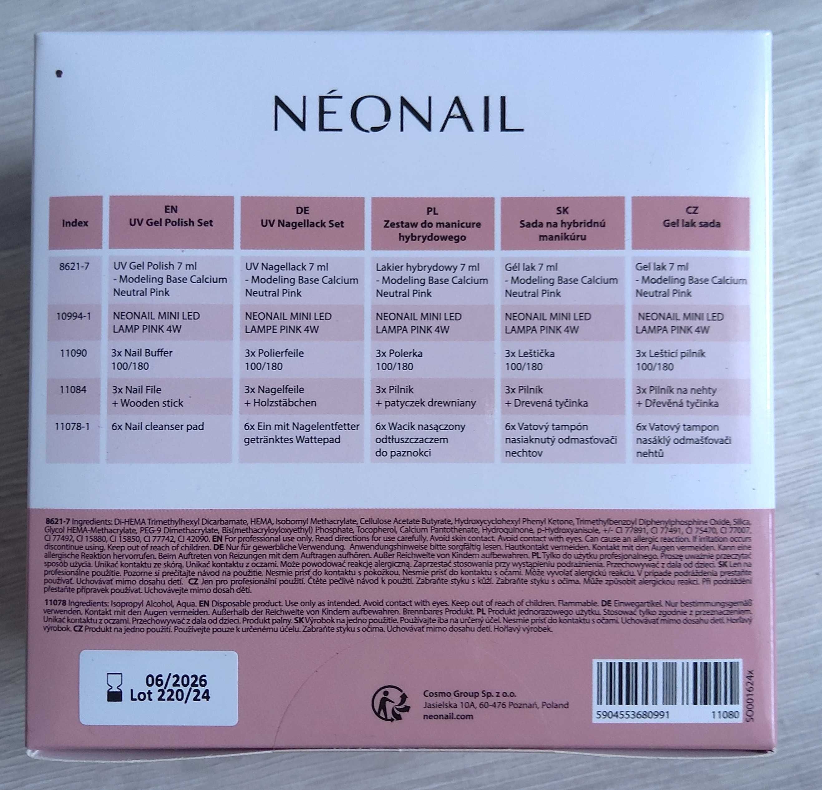 NEONAIL Zestaw do manicure hybrydowego + mini lampa UV Pink