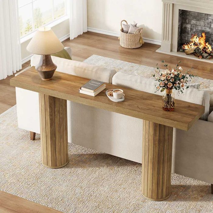 Tribesigns 160 cm nowa  drewniana konsola, stolik kolor dąb