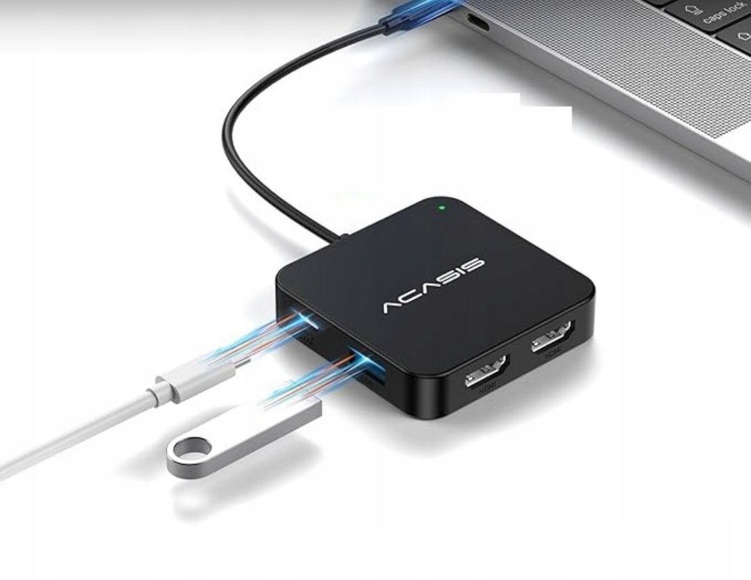 Usb hub do  Laptopa podwójny  monitor  Koncentrator USB C HDMI 4K 2X U