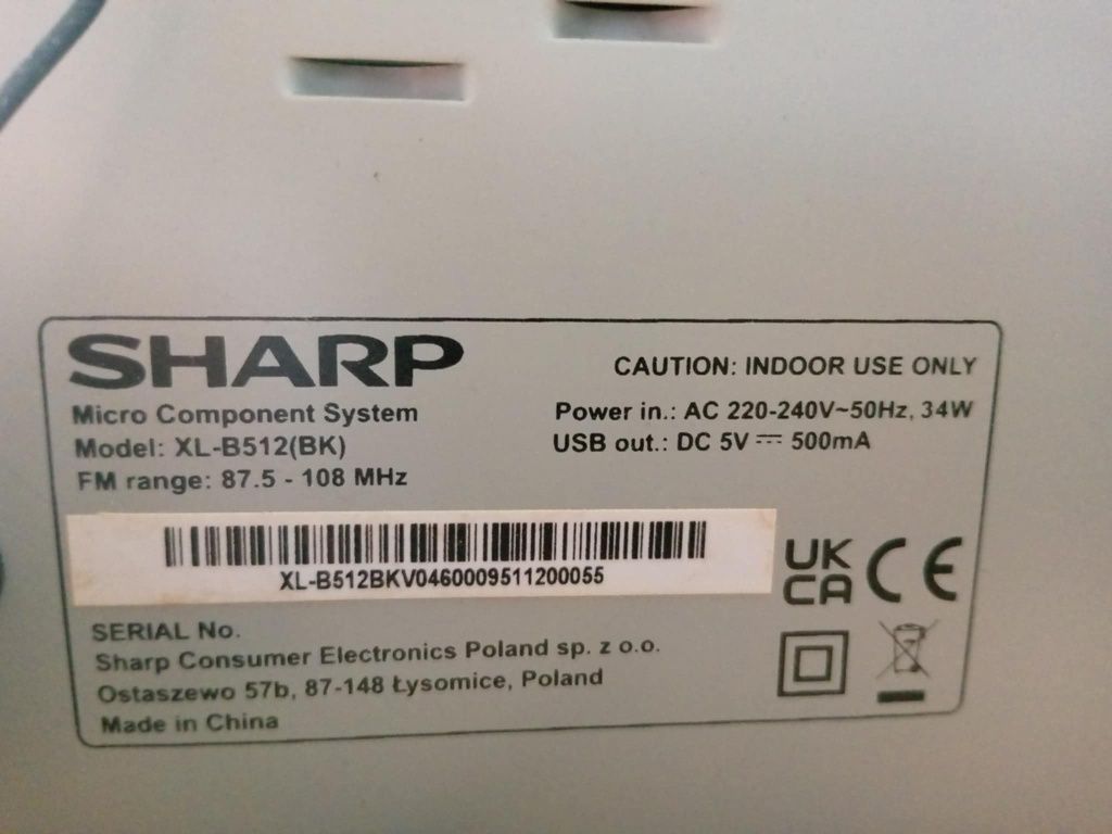 Wieża Hi-Fi Sharp XL-B512 czarna CD, bluetooth