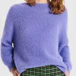 Puszysty sweter CROPP fioletowo niebieski  L