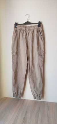 Beżowe bawełniane spodnie cargo, H&M, rozmiar L