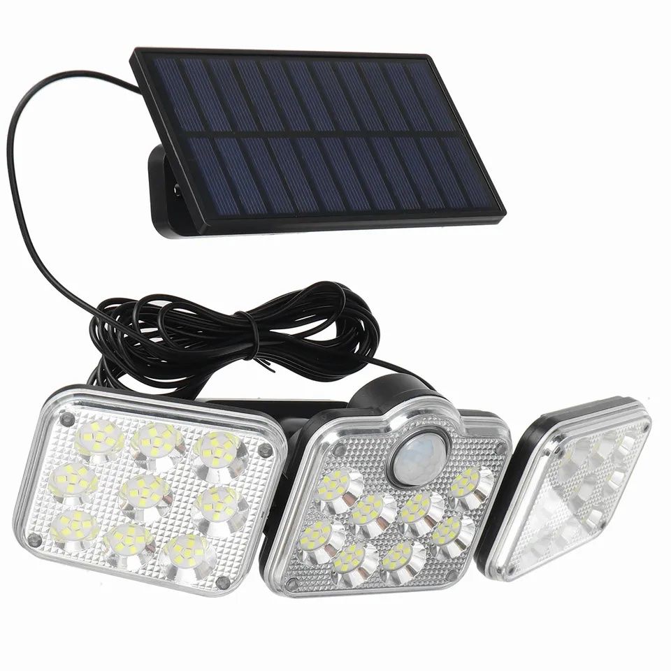 Kit 3 iluminadores 164 Leds painel solar e sensor movimento IP65 NOVO