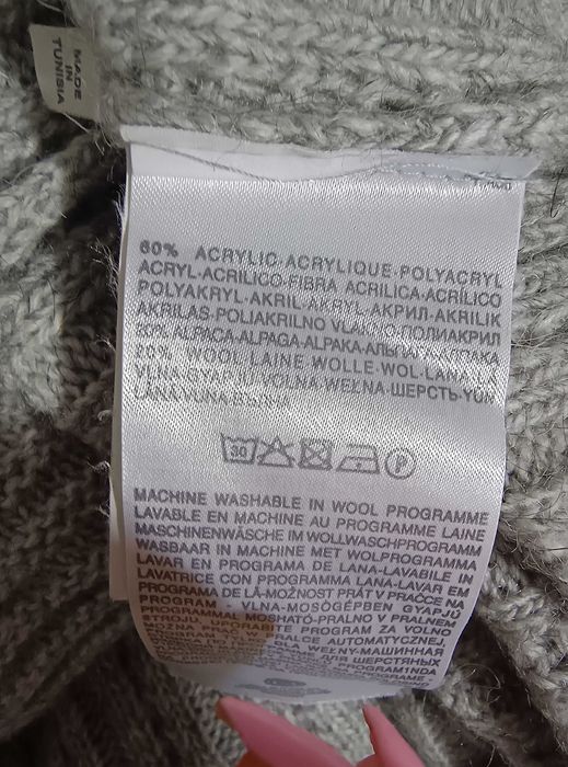 Sweterkowy bezrękawnik kamizelka z wełna alpaka L XL kardigan sweter