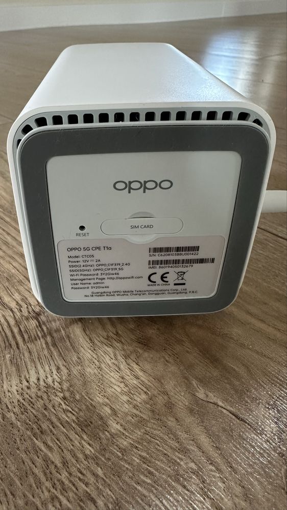 Router OPPO 5G CPE T1a na karte SIM