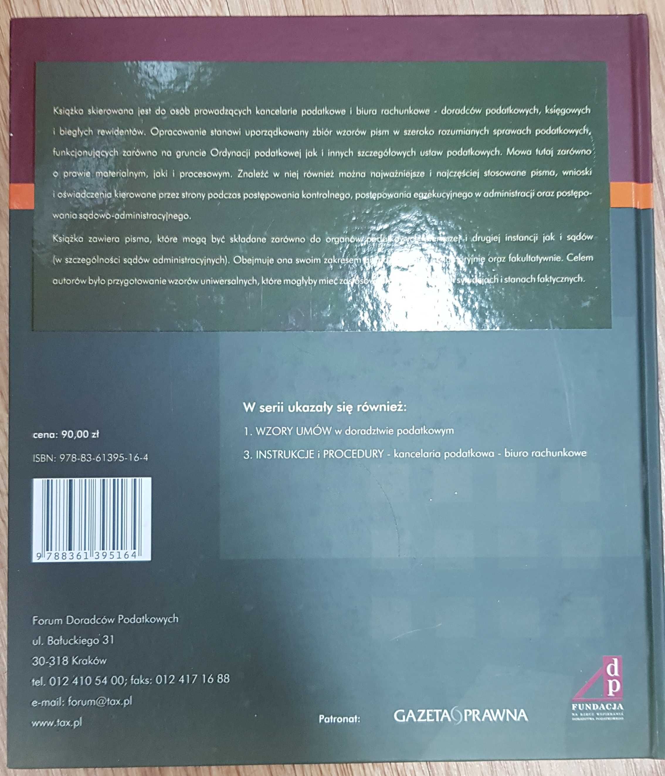 Książka Wzory pism Doradztwo podatkowe +CD patronat Gazeta Prawna