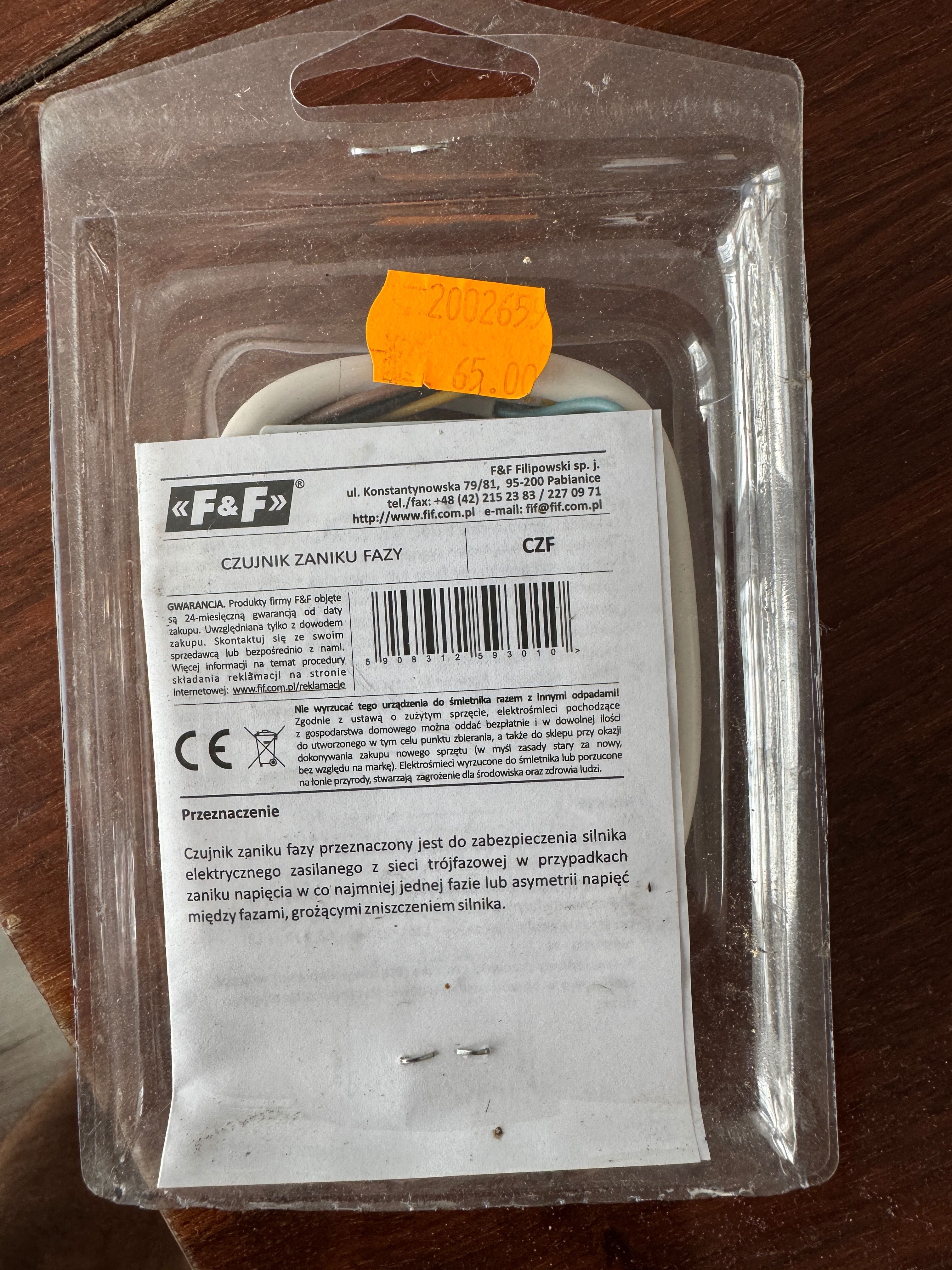 Czujnik zaniku fazy CZF nowy