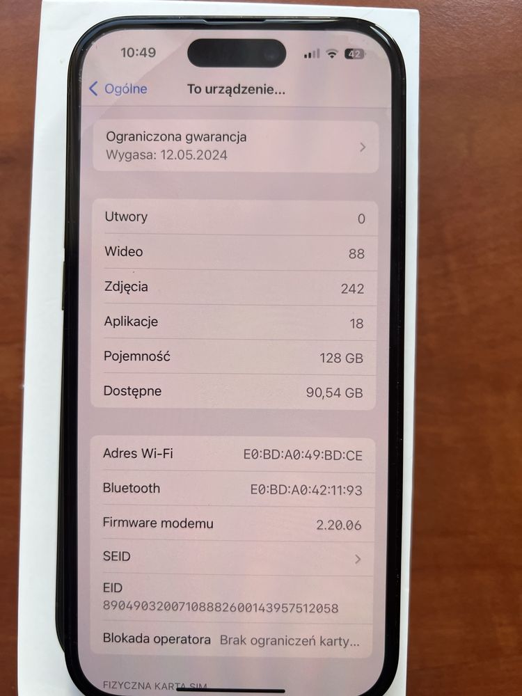 Iphone 14 pro, 128Gb, 95% kondycja baterii