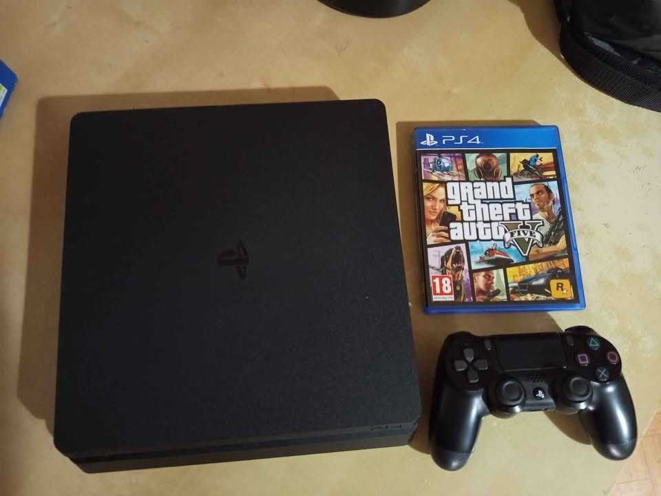 PlayStation 4 Slim 1TB Como Nova Com Caixa Jogo GTA e Comando Original