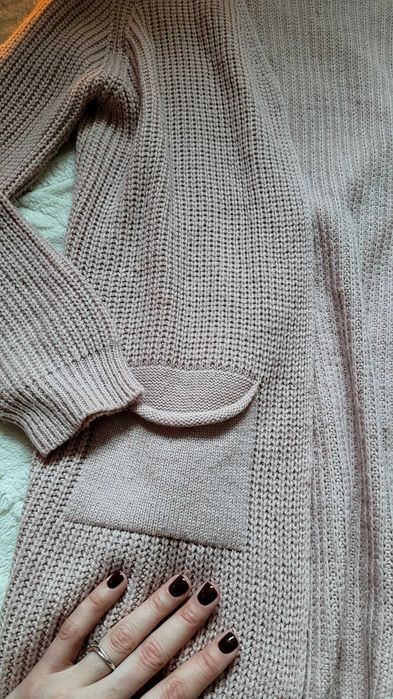 Pudrowo różowy kartigan sweter 36 S