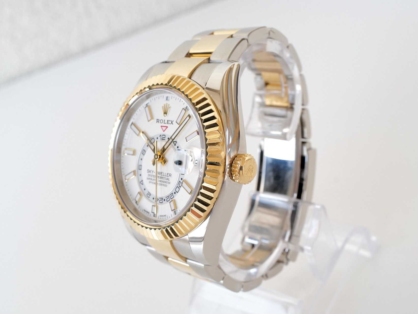 Rolex Sky-Dweller 42 mm Oyster Steel 18K Yellow Gold White Dial