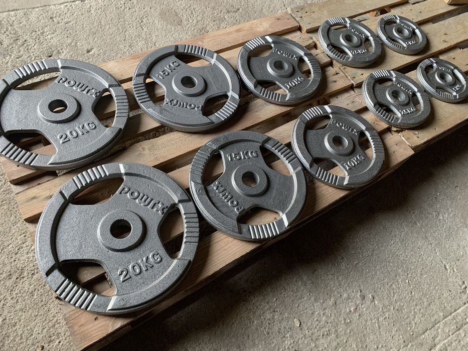 NOWE Obciążenie olimpijskie 50mm kierownica żeliwo 20kg 15kg 10kg 5kg