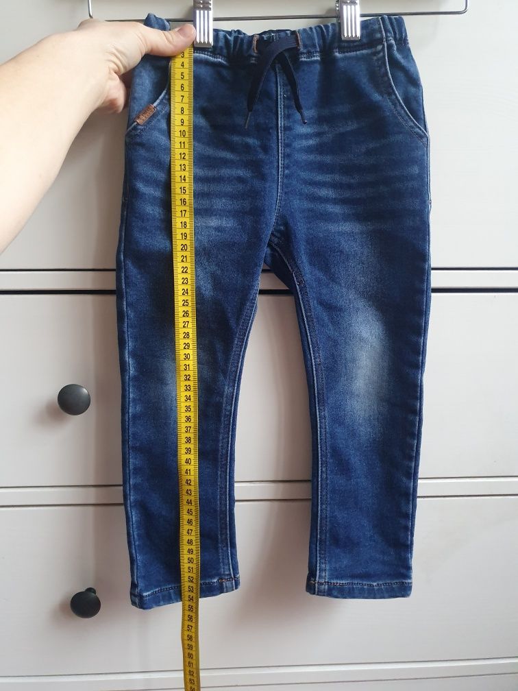 92/98 NEXT jeans ciepłe na gumce