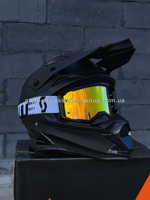 Кросовий шолом чорний матовий мотошолом мото шлем кроссовый ендуро