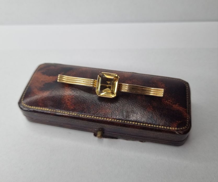 Złota broszka z cytrynem złoto 750