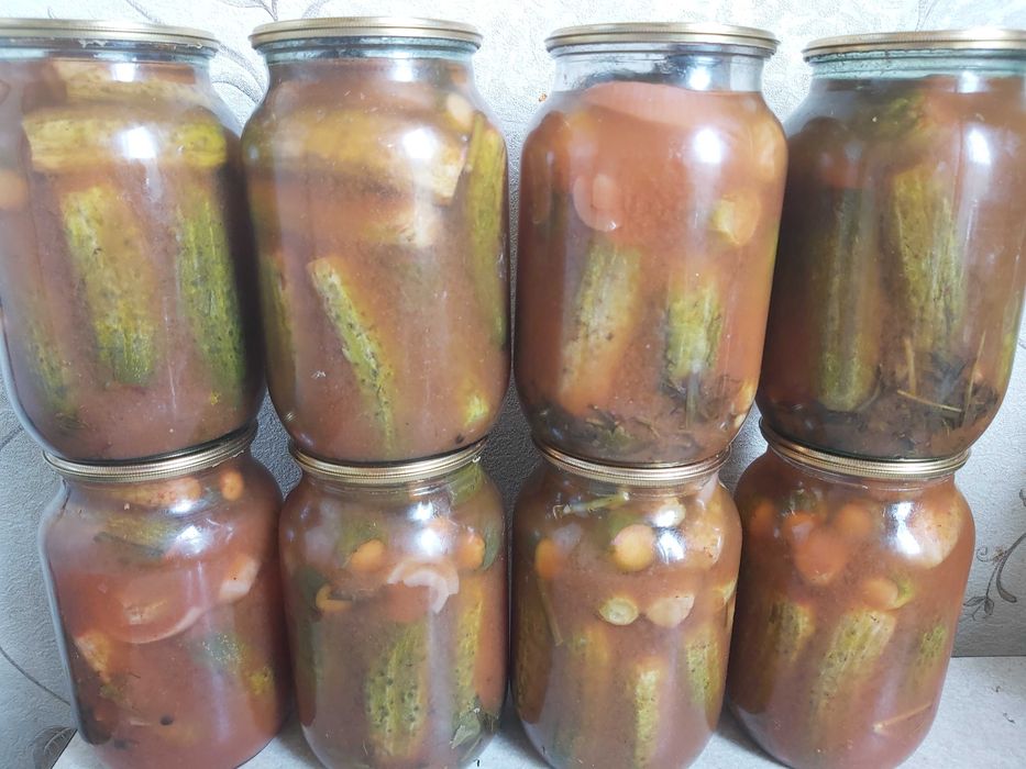 Огурцы в аджике "Огонек" 2025г (колечки), другая домашняя консервация