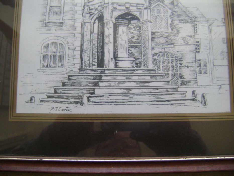 Starocie z PRL - Grafika R. J. Carter = Obraz pod szkłem 32 cm x 28 cm