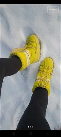 Moon boot 39-41 limonkowe wiazane śniegowce buty zimowe