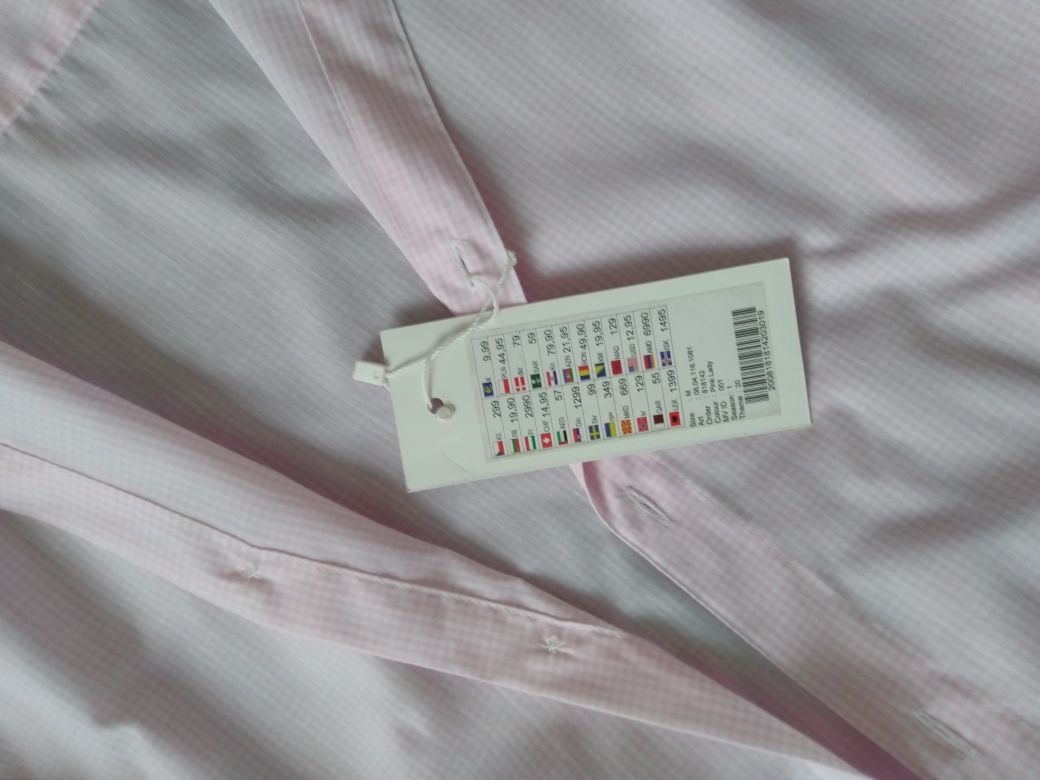 Różowo biała koszula w kratkę