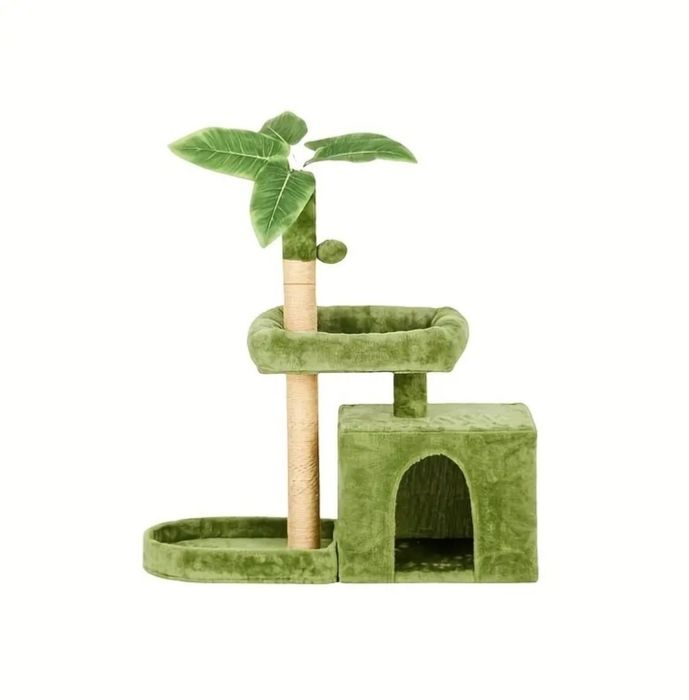 Arranhador verde com palmeira para gato (novo)