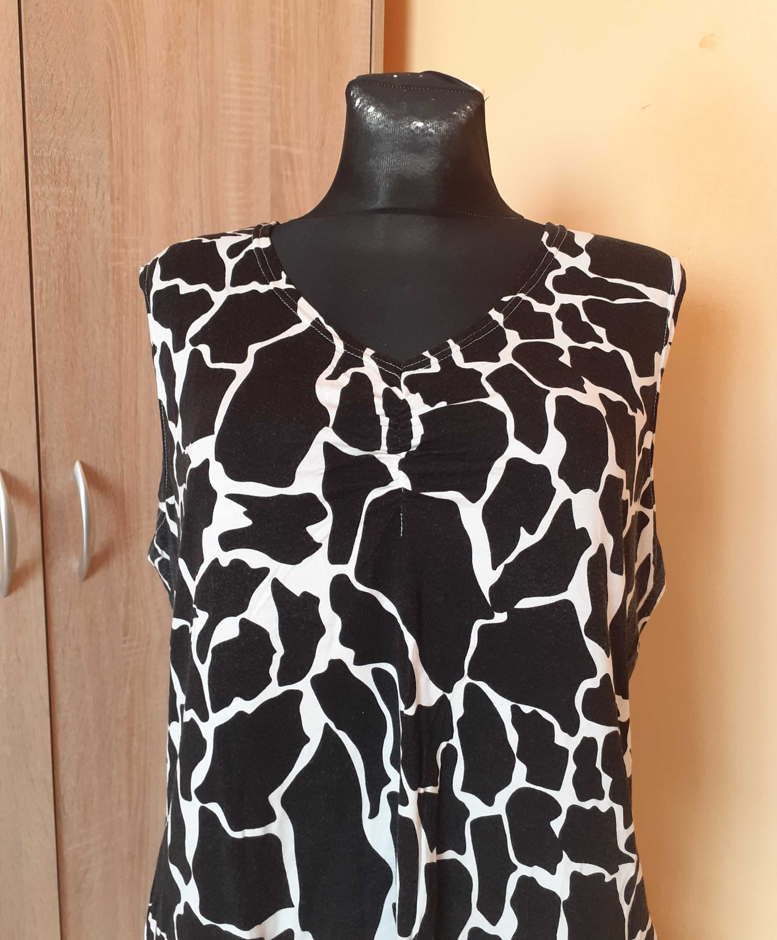 46 Tank top bluzka wygodny czarny biały wzory wiskoza Y2K real vintage