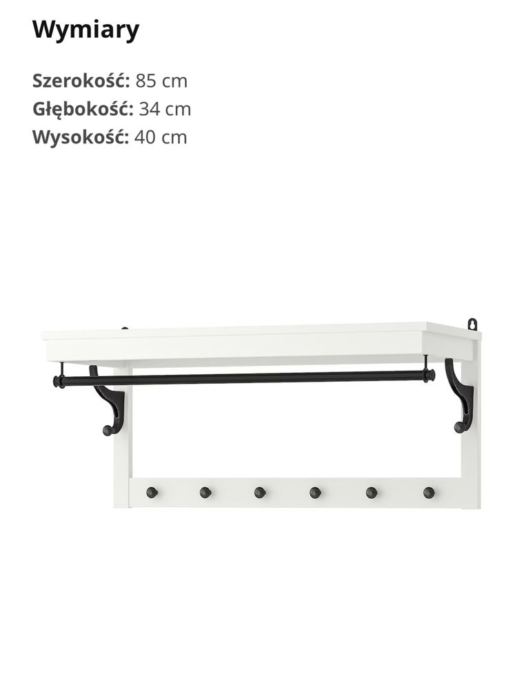 Drewniany Wieszak + sierzisko Ikea bialy