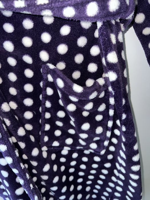 Szlafrok damski kolor śliwka w grochy