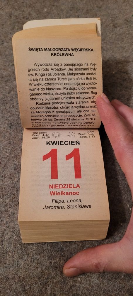 Kalendarz kartkowy zdzierak 2004