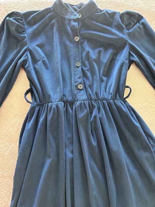 Vestido de bombazina azulão