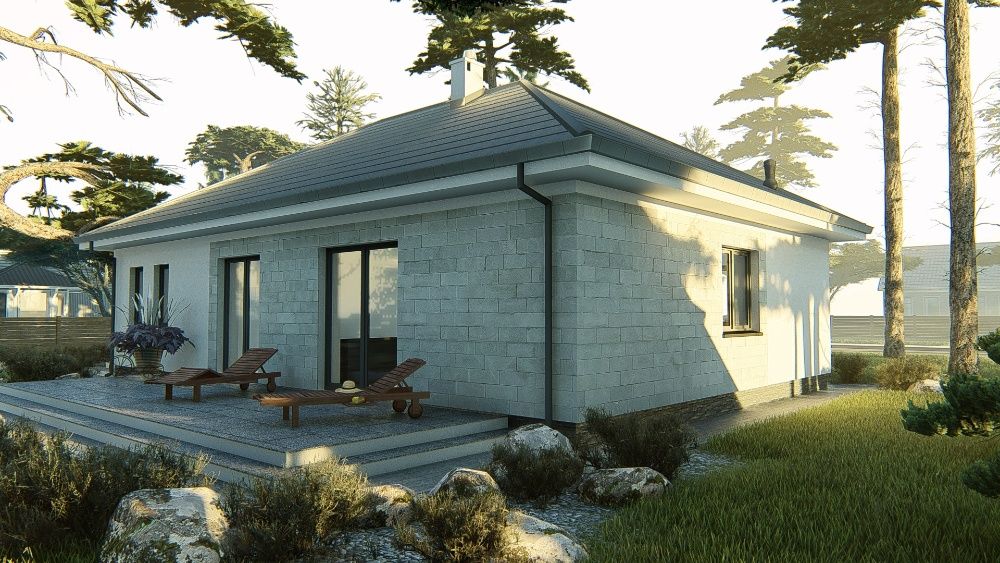 Projekt domu parterowego 94 m2, projekt typowy, gotowy