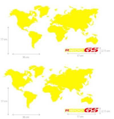 Autocolantes Malas Mota BMW GS Mapa Mundo Amarelo (NOVO)