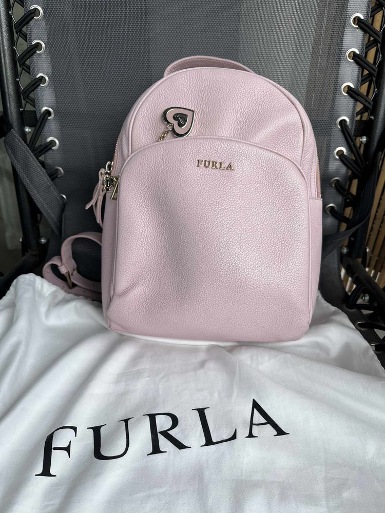 Furla oryginalny plecak z brelokiem skórzany skóra
