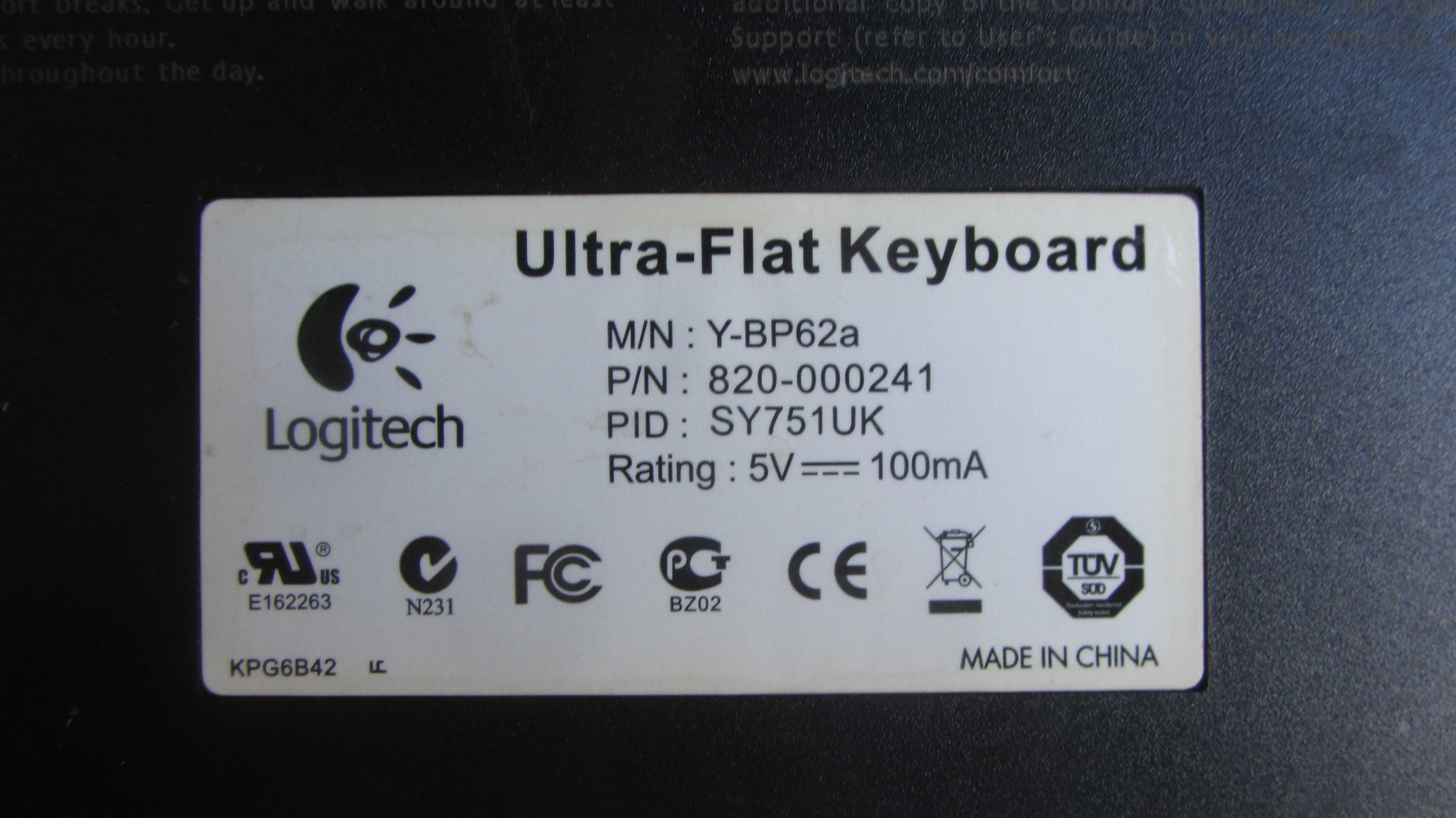 Клавиатура Logitech Ultra-Flat Y-BP62a USB Клавіатура