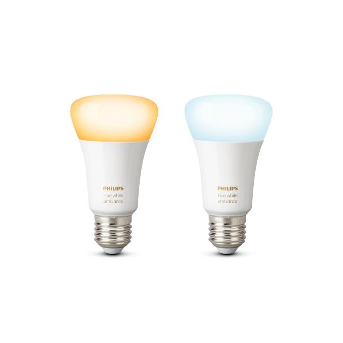 Kit 2 Lâmpadas Inteligentes PHILIPS HUE (E27 - Branca fria a quente)