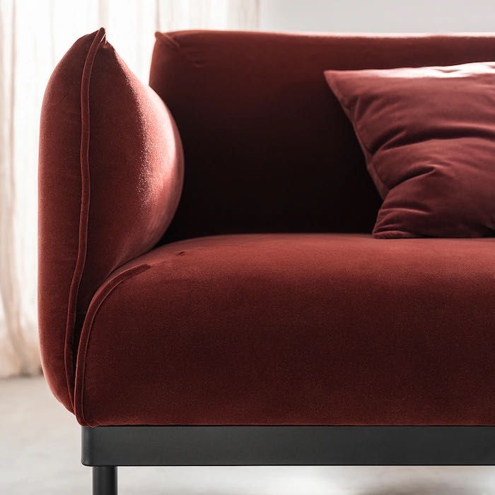 IKEA ÄPPLARYD, 2-osobowa sofa, czerwono-brązowy aksamit