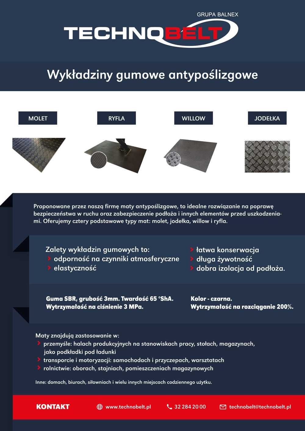 Wykładzina - Mata gumowa 3mm, 1400 szer. Ryfla podkład gumowy dywanik