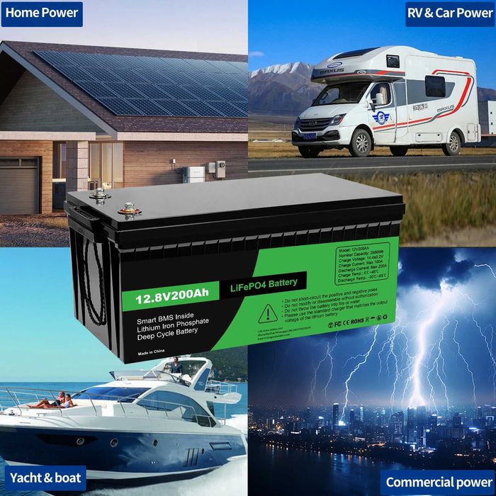Bateria 12V 200Ah LiFePO4 2560Wh Bateria Akumulator Smart BMS 200A