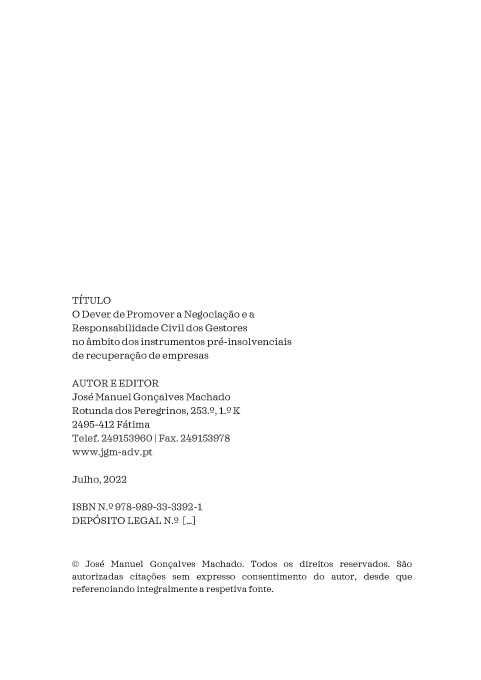 Responsabilidade Civil dos Gestores na Pré-insolvência
