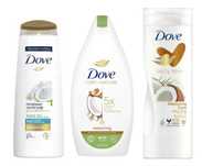 Dove 400ml Kokos & Migdał szampon + żel pod prysznic + balsam do ciała
