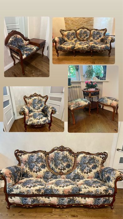 Комлект в стилі БАРОККО, антикваріат дивани, крісло , Італія