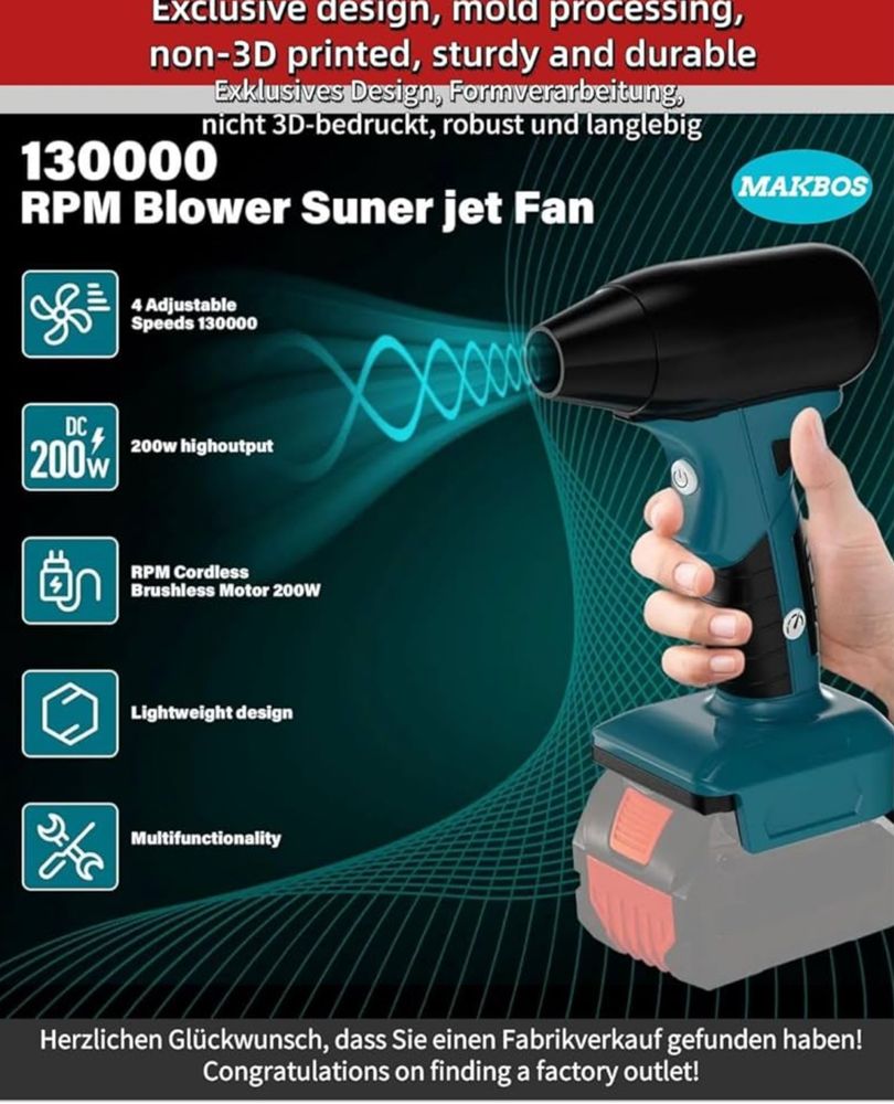 MAKBOS Mini dmuchawa pod akumulator Bosch
