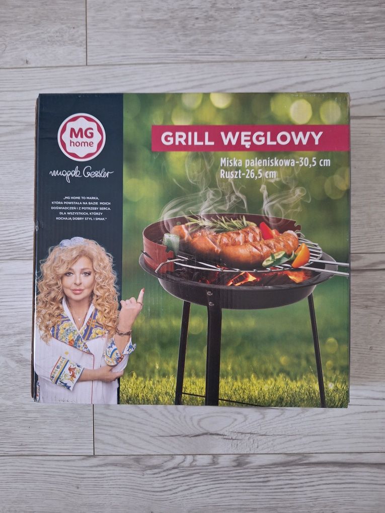 Grill węglowy. Miska paleniskowa 30,5 cm.ruszt 26,5 cm