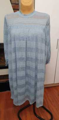 Błękitna sukienka prosta/trapezowa ciążowa