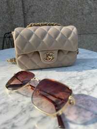 Новенька жіноча сумка Chanel mini (beige) з документами
