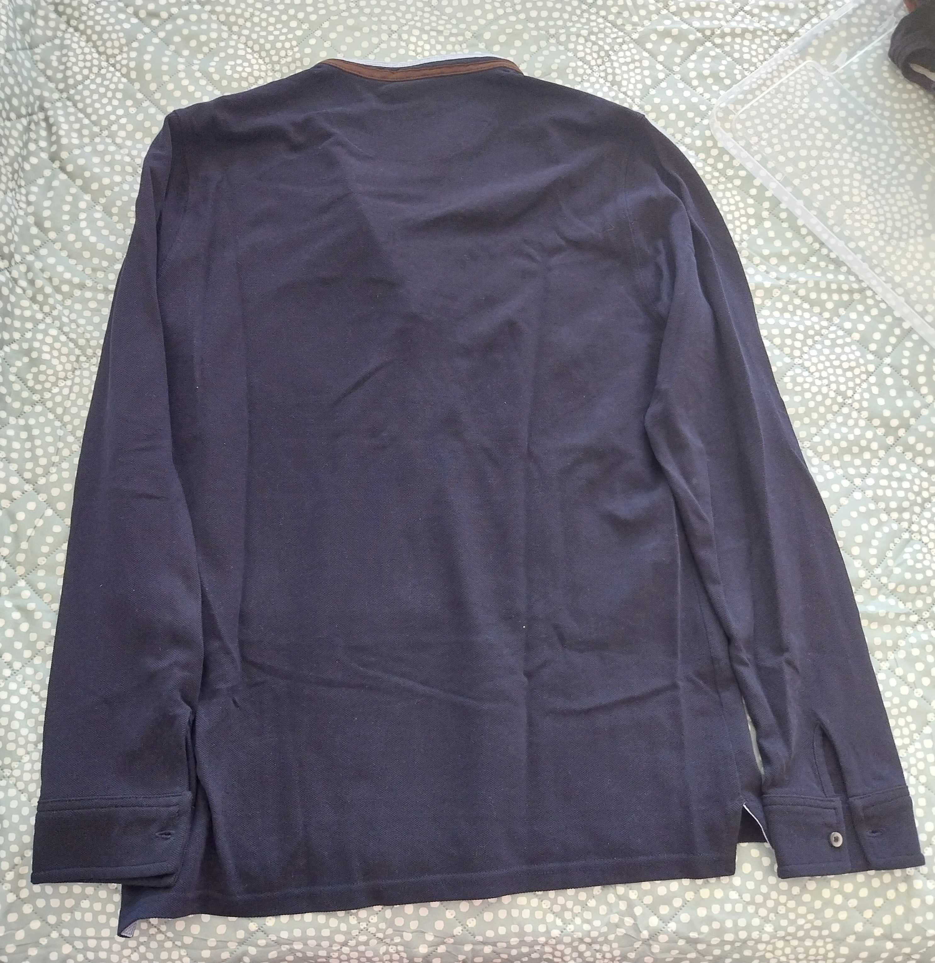 Polo manga comprida azul Massimo Dutti