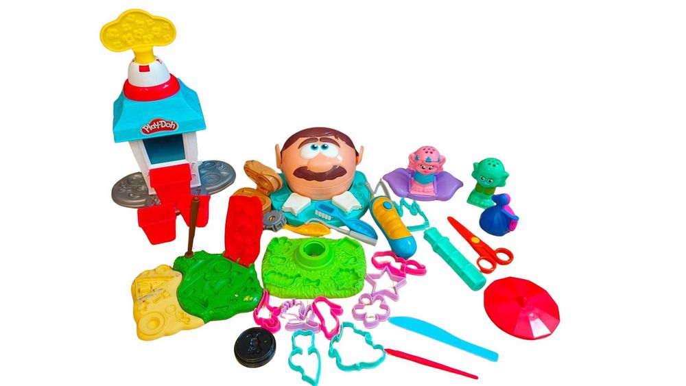 Play-Doh duży zestaw  – dentysta, fryzjer, popcorn, foremki, akcesoria