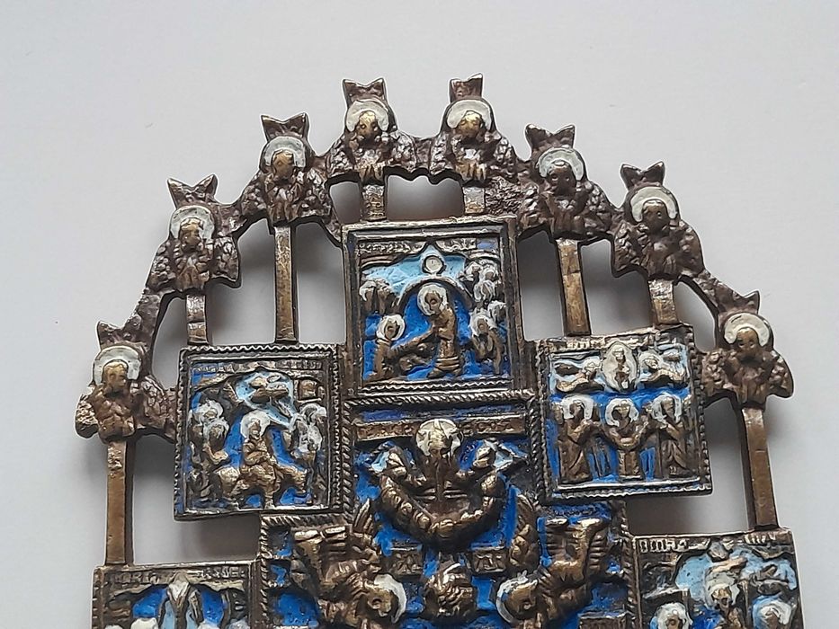 Prawosławny Ikonostas ołtarz z Chrystusem mosiężny, malowany (24,5 cm)