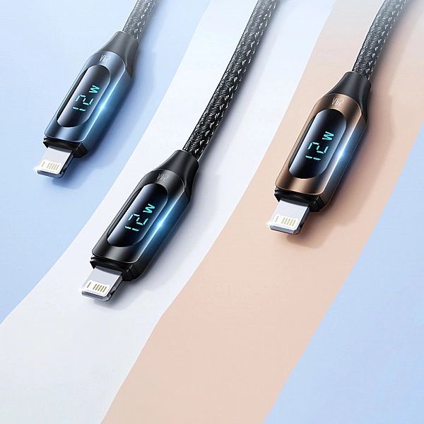 Kabel Usb-a - Lightning Wozinsky Wualc1 z wyświetlaczem Led 2.4a 1m -