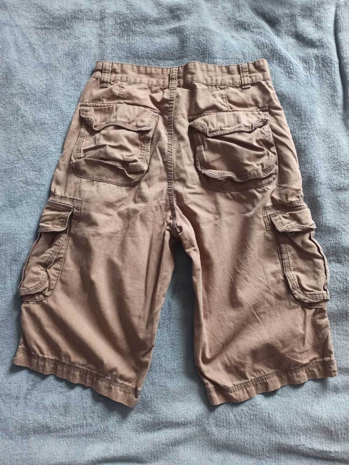 chłopięce krótkie spodnie szorty 152 brązowe