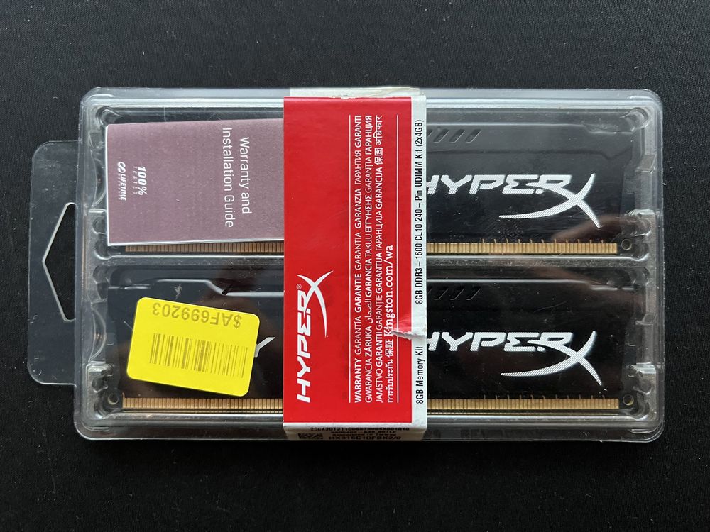 Оперативная память HyperX DDR3-1600 8Gb PC3-12800 (Kit 2x4) FURY Black